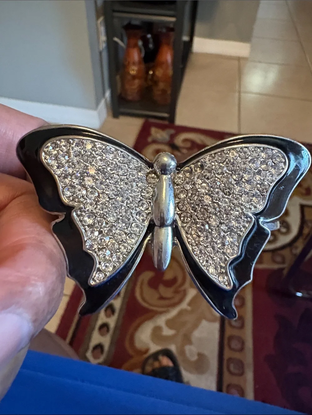 Crystal Butterfly Decorative Accent - Black and Silver Like New